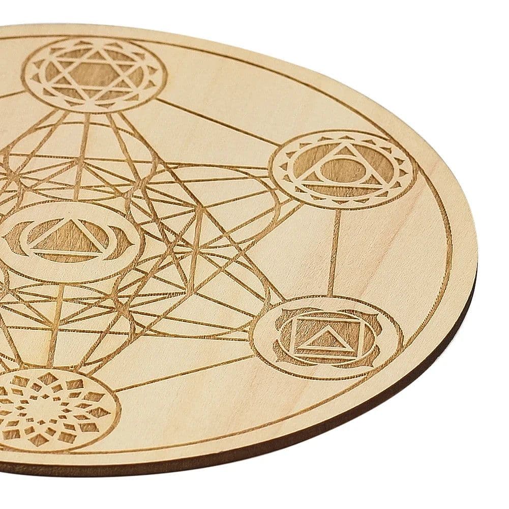 image-Metatron's Cube Wood Board Crystal Grid Ouija Board Sacred Geometry Chakra Yoga Meditation Witchcraft Altar Ritual Decor Plate