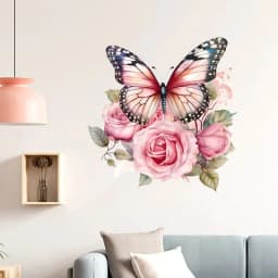 image-M733 Butterflies Plants Flowers Wall Sticker Bathroom Toilet Decor Decals Living Room Cabinet Home Decoration Self Adhesive Mura
