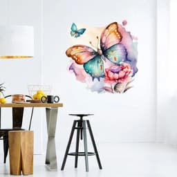 image-M733 Butterflies Plants Flowers Wall Sticker Bathroom Toilet Decor Decals Living Room Cabinet Home Decoration Self Adhesive Mura