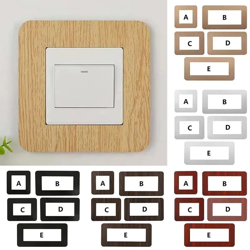 image-1PC Modern Light Switch Sticker Decorative Protective Cover Aluminum Socket Frame Cover Home Living Room Decor