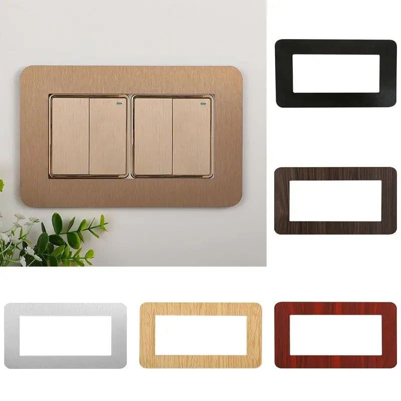 image-1PC Modern Light Switch Sticker Decorative Protective Cover Aluminum Socket Frame Cover Home Living Room Decor