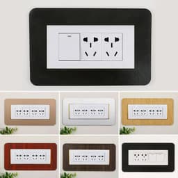 image-1PC Modern Light Switch Sticker Decorative Protective Cover Aluminum Socket Frame Cover Home Living Room Decor