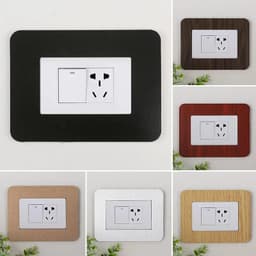 image-1PC Modern Light Switch Sticker Decorative Protective Cover Aluminum Socket Frame Cover Home Living Room Decor
