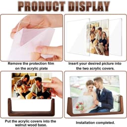 image-Walnut/Beech Creative Photo Frame Set Acrylic U Shape Transparent Frame 10X15 13X18 15X20 20X25cm Desktop Wood Pictures Frame