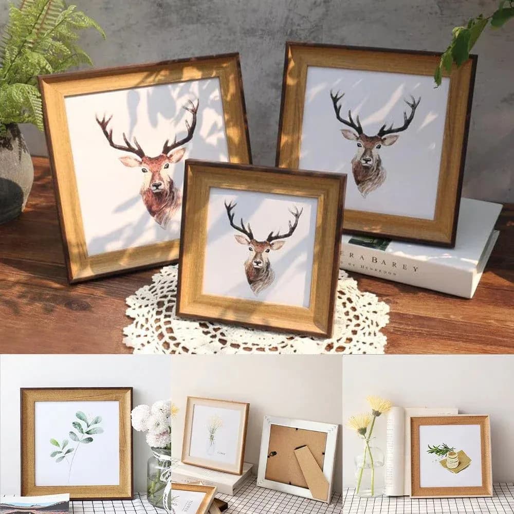 image-5/6 Inch Nordic Square Photo Frame Setting Cross Stitch Frame Square Resin Picture Frame Wall Hanging Home Decoration