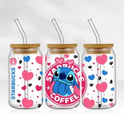 image-UV DTF Cup Wrap Blue Cartoon Transfers 16oz UV DTF Libbey Wrap Tumbler Stickers Glass Can Selfadhesive Waterproof