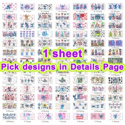 image-UV DTF Cup Wrap Blue Cartoon Transfers 16oz UV DTF Libbey Wrap Tumbler Stickers Glass Can Selfadhesive Waterproof