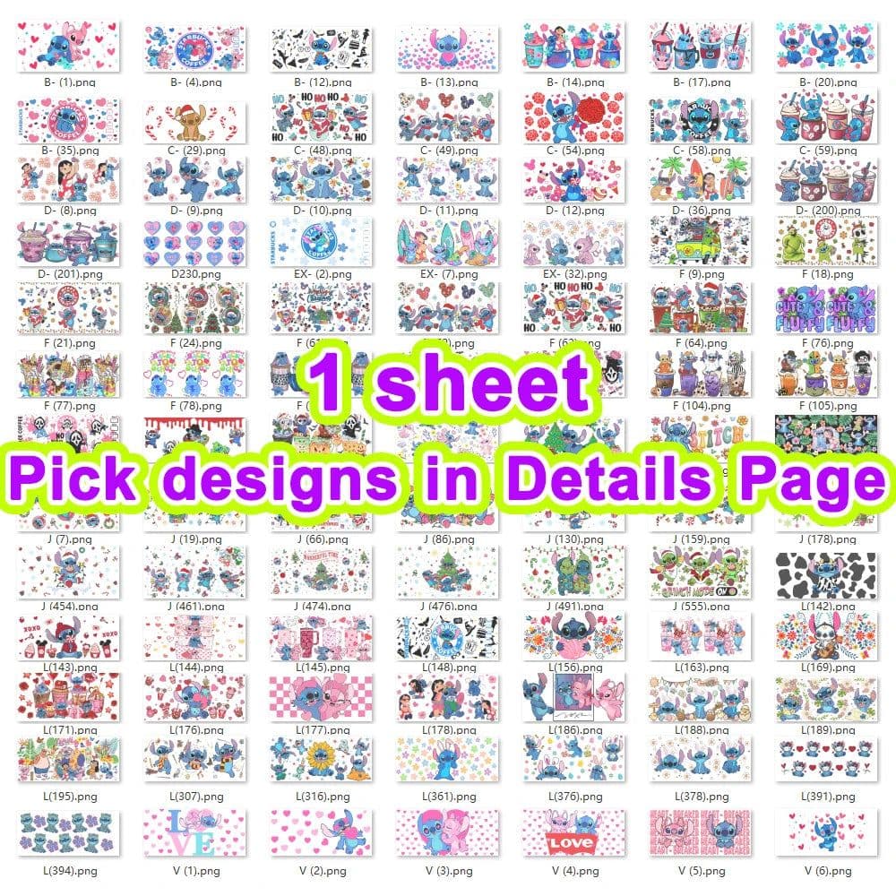 image-UV DTF Cup Wrap Blue Cartoon Transfers 16oz UV DTF Libbey Wrap Tumbler Stickers Glass Can Selfadhesive Waterproof