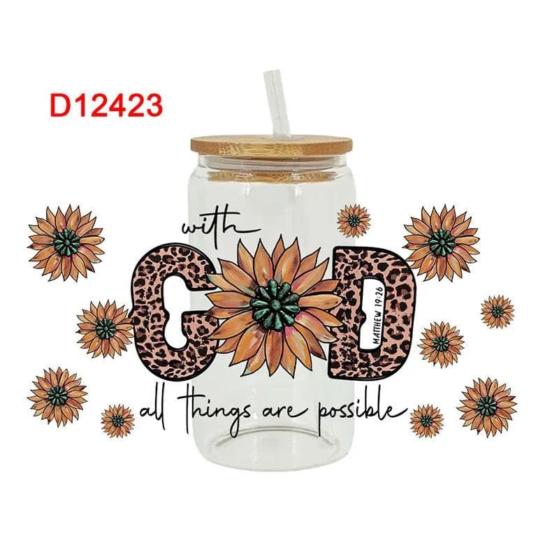 image-3D UV DTF Transfers Stickers 16oz Cup Wraps Cartoon Faith Printed For DIY Glass Ceramic Metal Leather Etc. D10637
