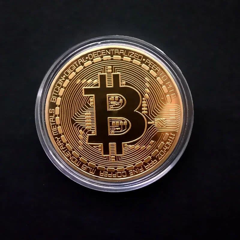 image-Gold Plated Bitcoin Coin Collectible Art Collection Gift Physical Commemorative Casascius Bit BTC Metal Antique Imitation
