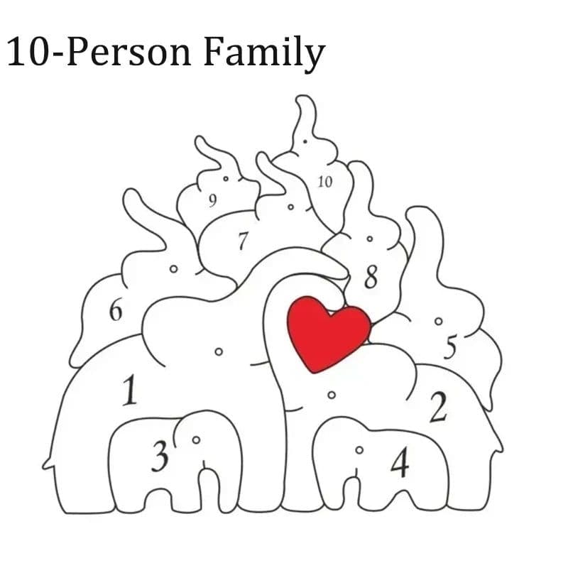 image-Personalized Elephant Family Wooden Puzzle Love Animal Wood Puzzle Custom Family Name Sculpture Free Engraving Decor Gifts
