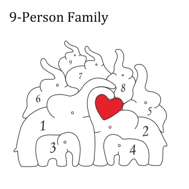 image-Personalized Elephant Family Wooden Puzzle Love Animal Wood Puzzle Custom Family Name Sculpture Free Engraving Decor Gifts