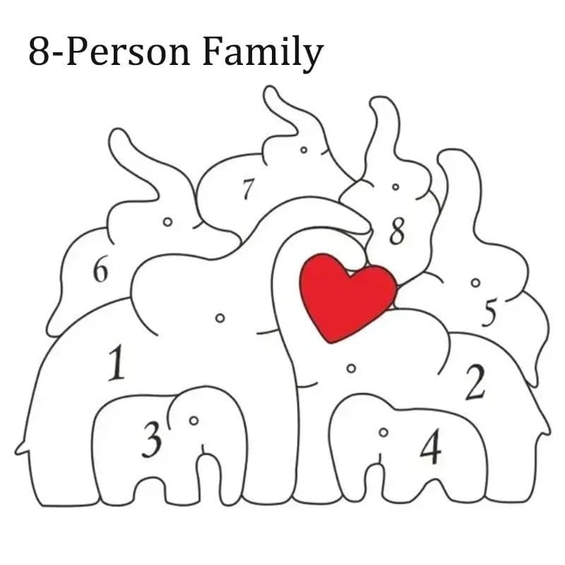 image-Personalized Elephant Family Wooden Puzzle Love Animal Wood Puzzle Custom Family Name Sculpture Free Engraving Decor Gifts