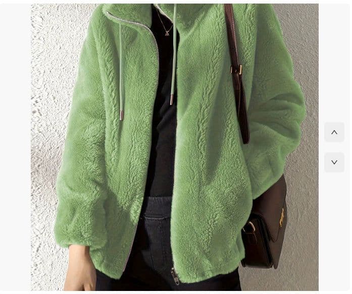 image-Double Faced Fleece Warm High Neck Sweater Women Cardigan