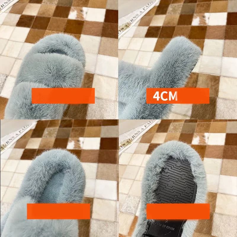 image-Fuzzy Slippers Women House Shoes Fluffy Bedroom Slippers