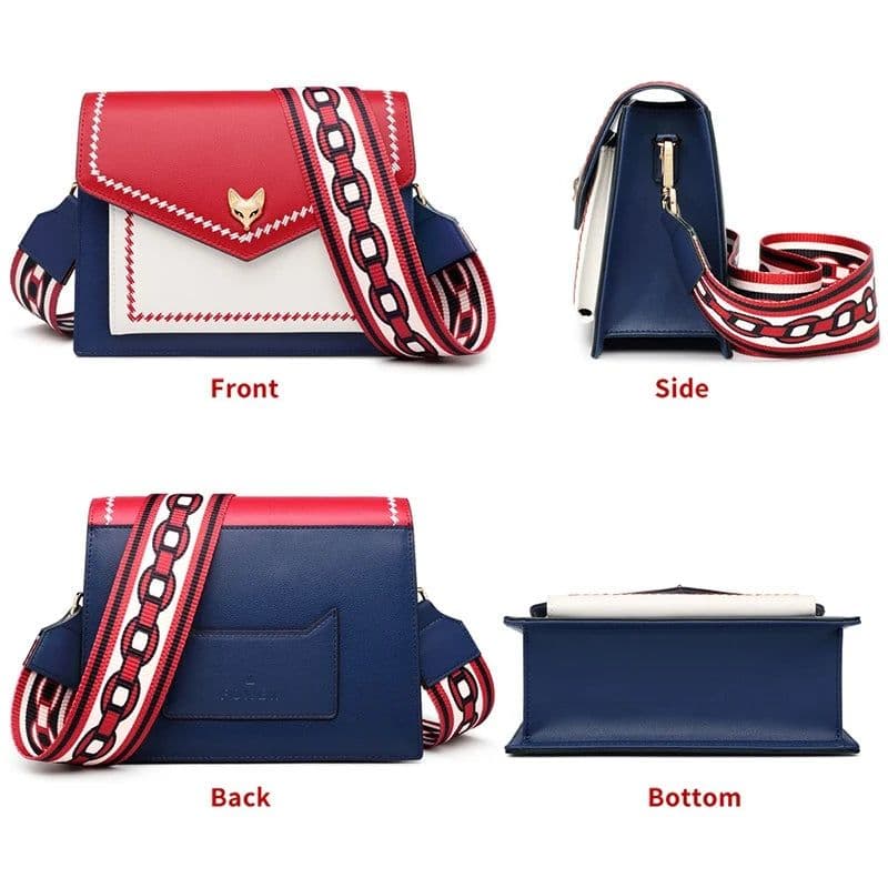 image-FOXER Brand Women Messenger Crossbody Bag Lady Colorful Panelled Flap Designer Shoulder Bag Fashion Split Leather Bag For Female