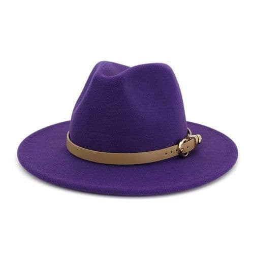 image-Fashion Unisex Women Men Wool Felt Jazz Fedora Hat with Leather Band