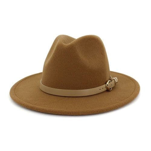 image-Fashion Unisex Women Men Wool Felt Jazz Fedora Hat with Leather Band