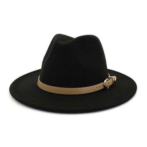 image-Fashion Unisex Women Men Wool Felt Jazz Fedora Hat with Leather Band