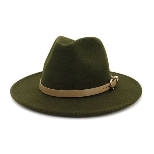 image-Fashion Unisex Women Men Wool Felt Jazz Fedora Hat with Leather Band