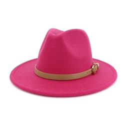 image-Fashion Unisex Women Men Wool Felt Jazz Fedora Hat with Leather Band