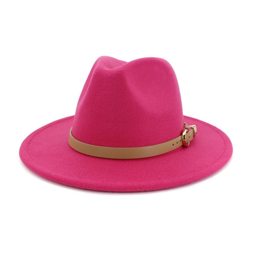 image-Fashion Unisex Women Men Wool Felt Jazz Fedora Hat with Leather Band