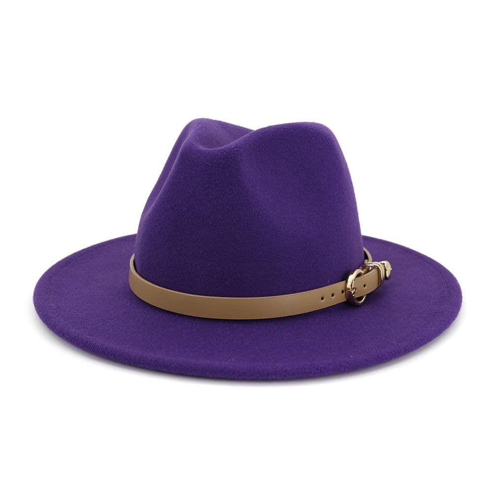 image-Fashion Unisex Women Men Wool Felt Jazz Fedora Hat with Leather Band