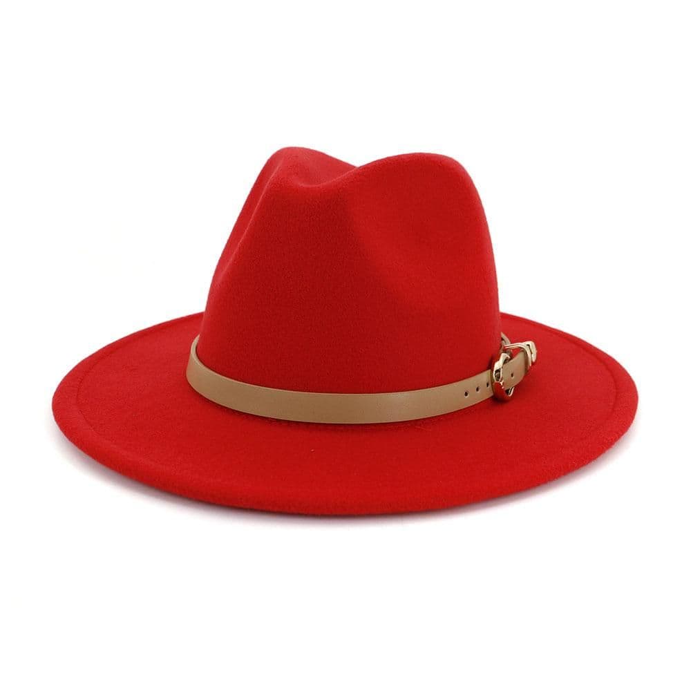 image-Fashion Unisex Women Men Wool Felt Jazz Fedora Hat with Leather Band