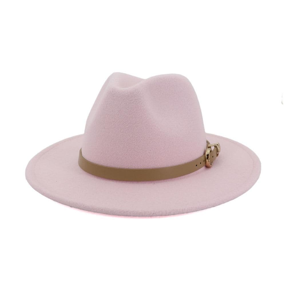 image-Fashion Unisex Women Men Wool Felt Jazz Fedora Hat with Leather Band