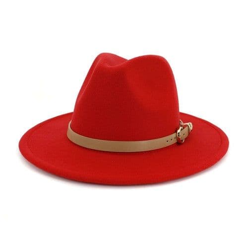 image-Fashion Unisex Women Men Wool Felt Jazz Fedora Hat with Leather Band