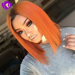 image-Hotselling black roots ombre orange color Short Bob Wigs Brazilian
