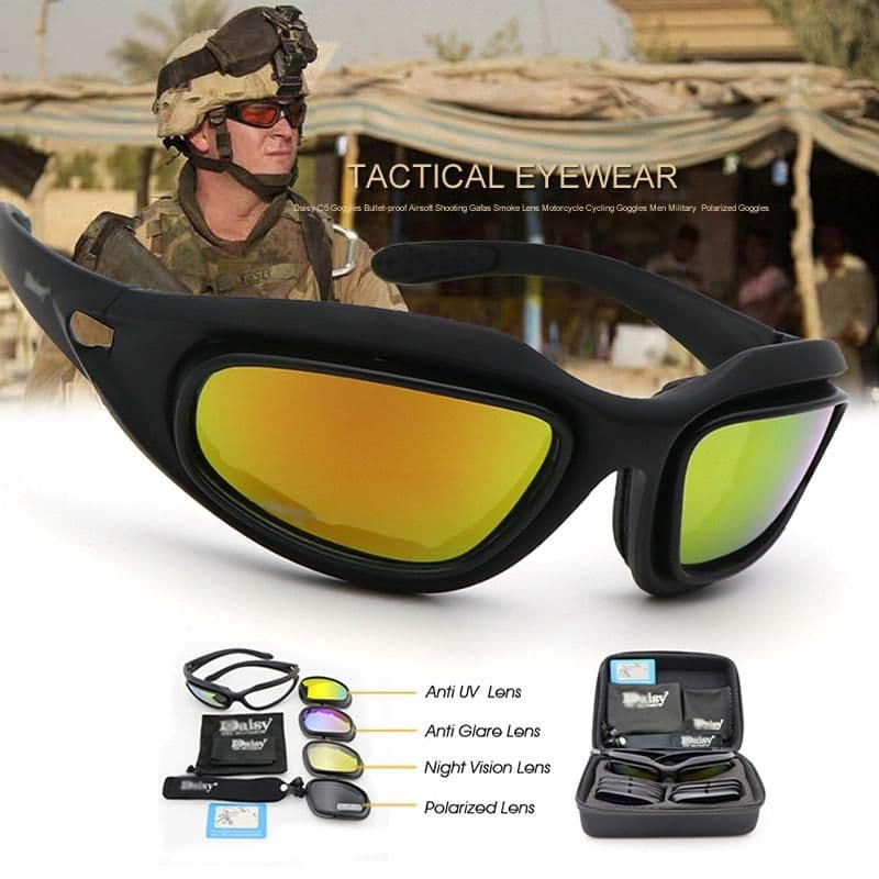image-Polarized Army Goggles Tactical Sunglasses 4 Lens Kit Tactical Glasses