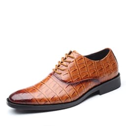 image-Sagajero Men's Large Size Casual Leather Shoes - Yellow, Size 48