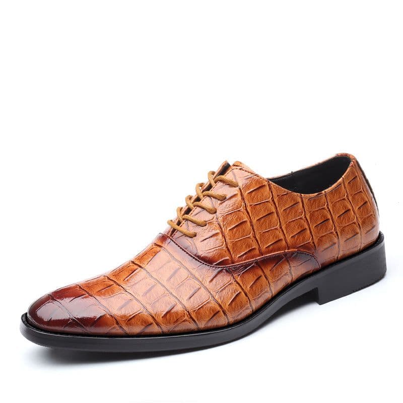 image-Sagajero Men's Large Size Casual Leather Shoes - Yellow, Size 48