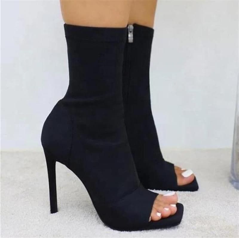 image-Women Boots Sexy Peep Toe Ankle Boots 2020 Woman Fashion Zip High