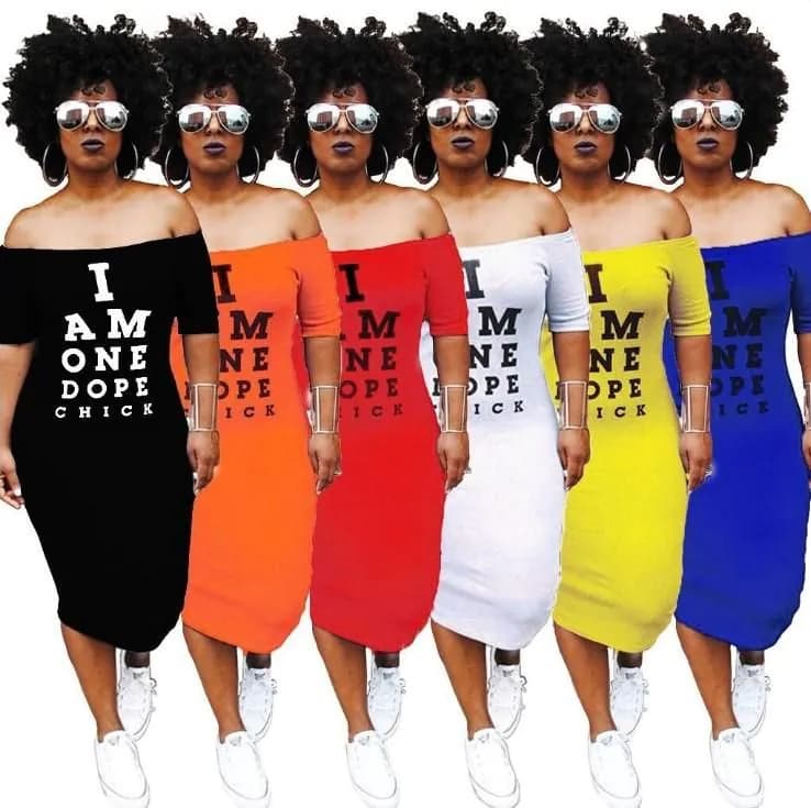 image-Plus size dresses off shoulder designer long skirt short sleeve women