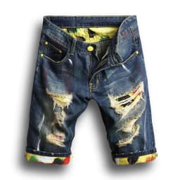 image-Summer Mens Stylist Holes Denim Shorts Fashion Men Denim Jeans Slim