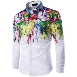 image-Hot Spring Autumn Fashion Lapel Men Designer Shirts Dope Printed Mens