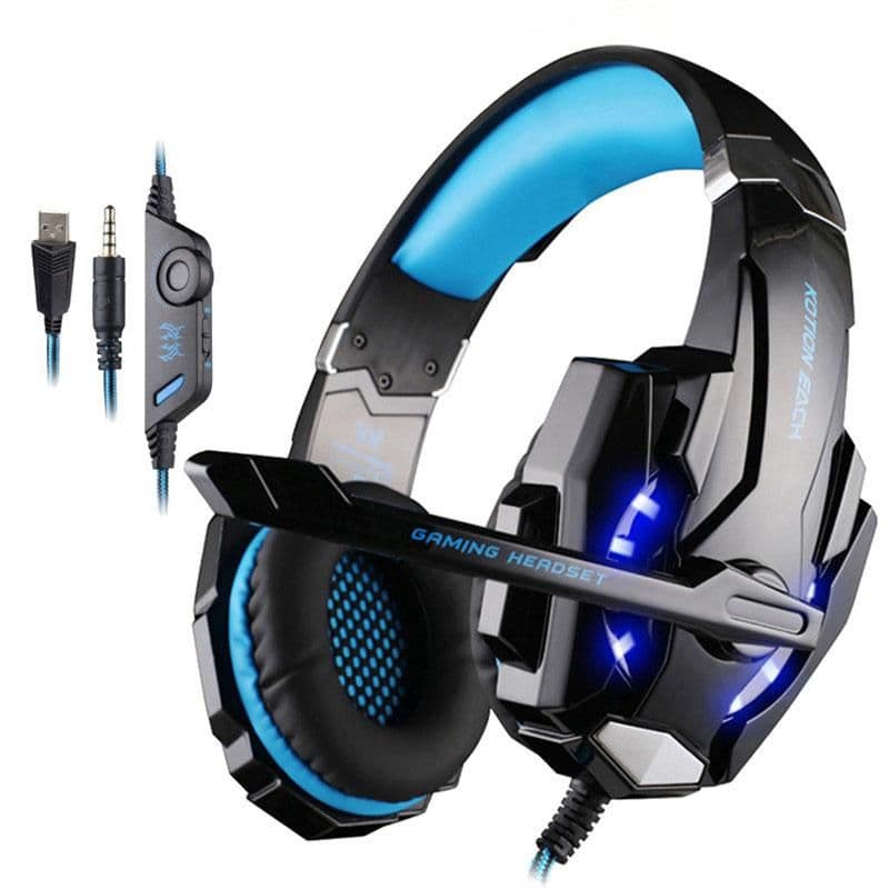 image-Gaming Headsets Big Headphones with Light Mic Stereo Earphones Deep