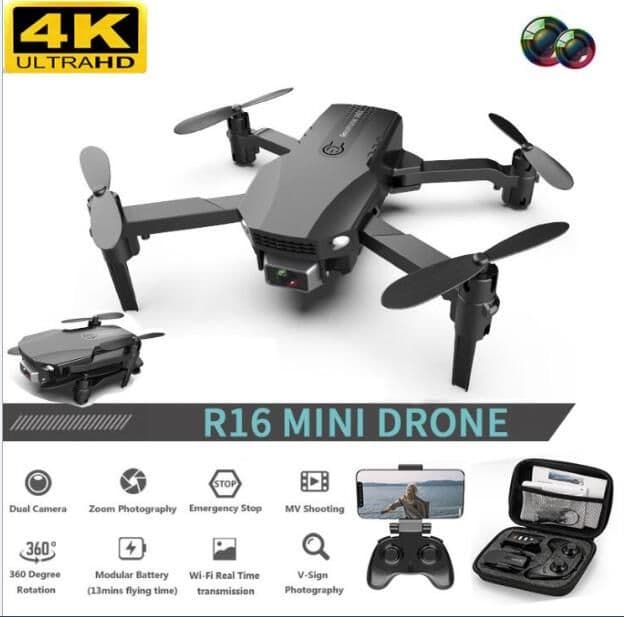 image-New R16 drone 4k HD dual lens mini drone WiFi 1080p real-time