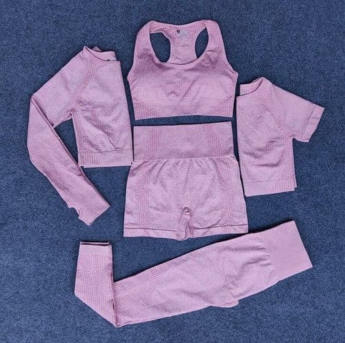 image-5PCS Seamless Women Yoga Set Workout Sportswear Gym Clothing Fitness