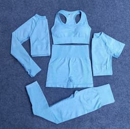image-5PCS Seamless Women Yoga Set Workout Sportswear Gym Clothing Fitness