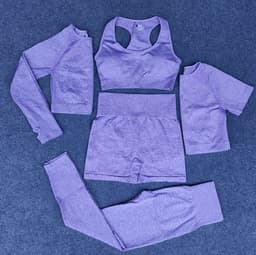image-5PCS Seamless Women Yoga Set Workout Sportswear Gym Clothing Fitness