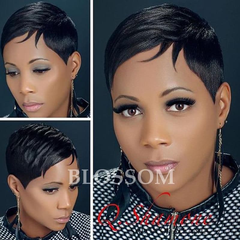 image-Straight Short Human Hair Wigs For Black Women Brazilian Pixie Human