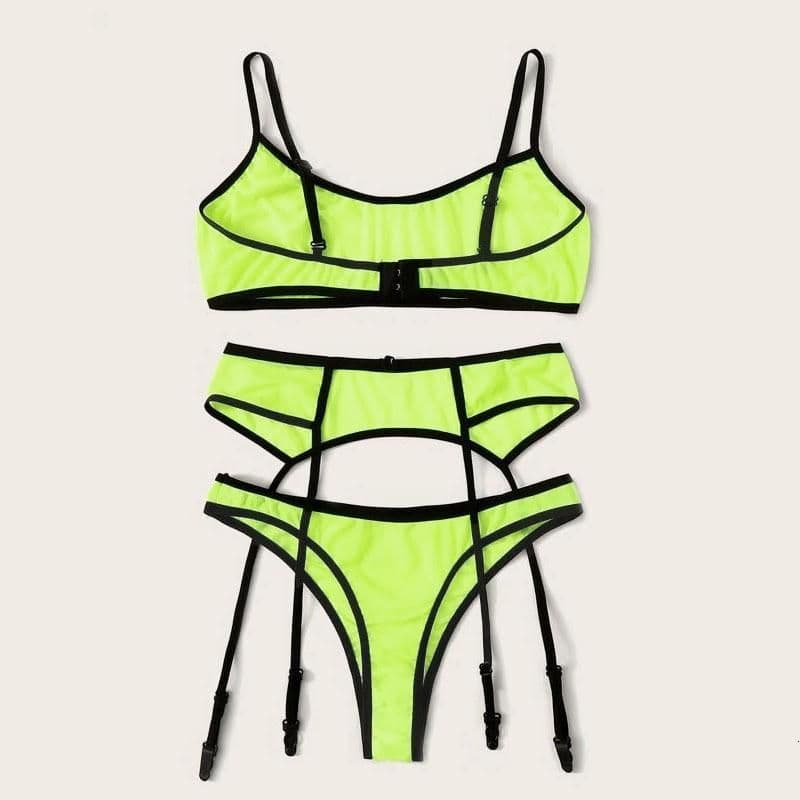 image-Women 3 Pcs Brasier Sexy Lingeries, Sling Bra Bandage Thong with