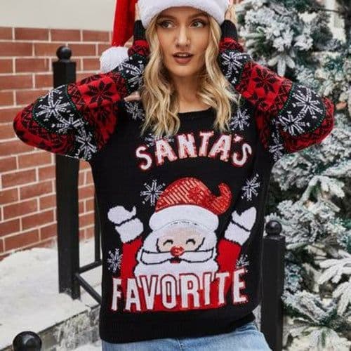 image-Women's Sweaters Christmas Ugly Sweater Autumn Winter Ladies O-Neck