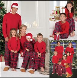 image-Newest Christmas Pajamas Family Look Christmas Grid Printed Clothes