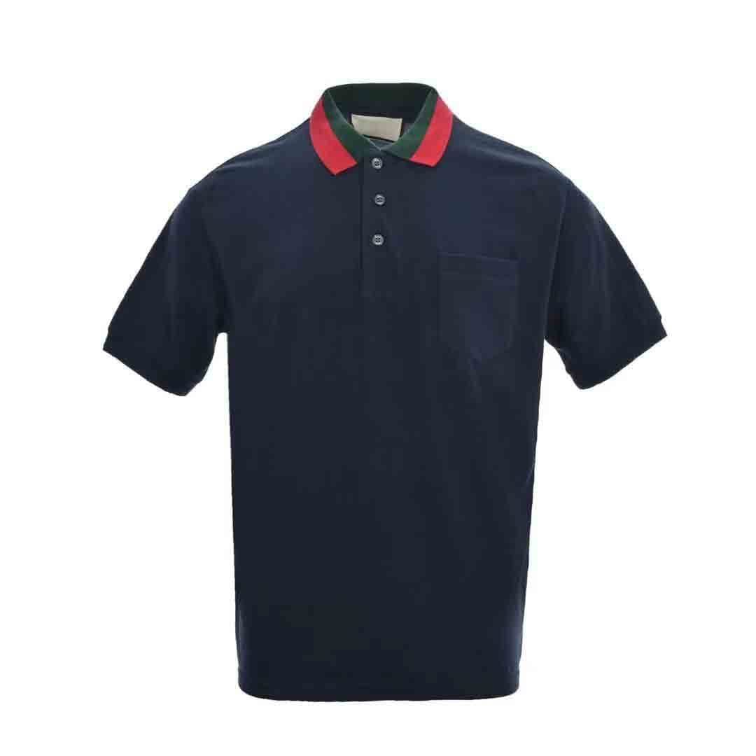 image-Polo shirt splicing men's casual high-end pique fabric fashion mesh