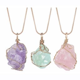 image-Natural Raw Crystal Pendant Necklace Roungh Tumbled Rock Stone Healing