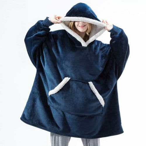 image-Winter Warm Fleece Wearable Hooded Blanket Fluffy TV Blanket Hoodie